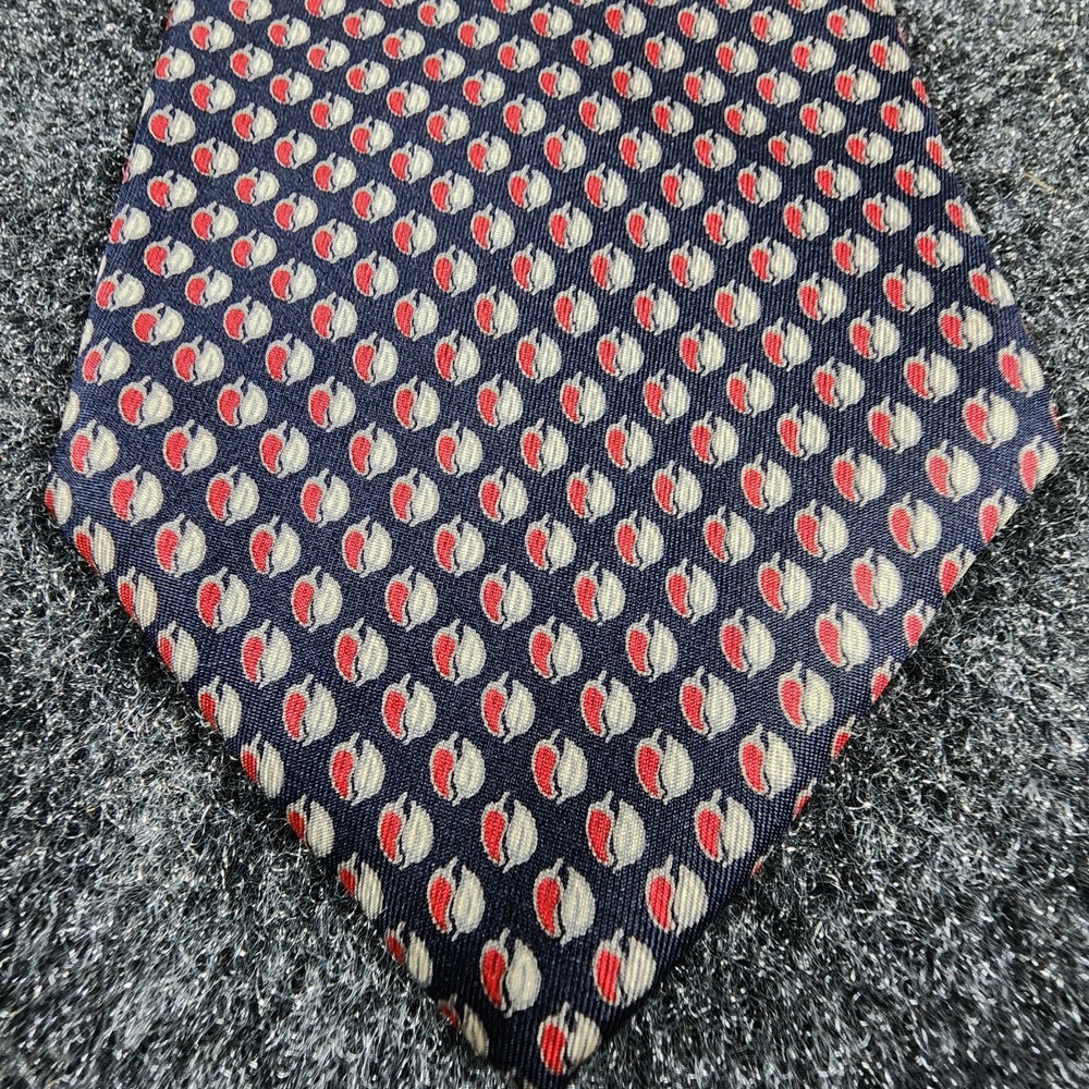 Christian Dior Cravates Tie Preppy Silk Vintage Business Geometric‎ Blue & Red